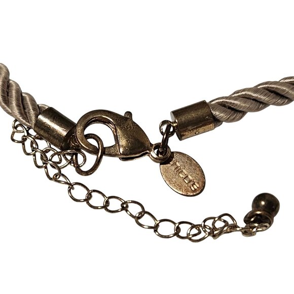 Chicos Blue Crystal Quartz Pendant Necklace Gold Tone Rope Chain - Picture 7 of 10